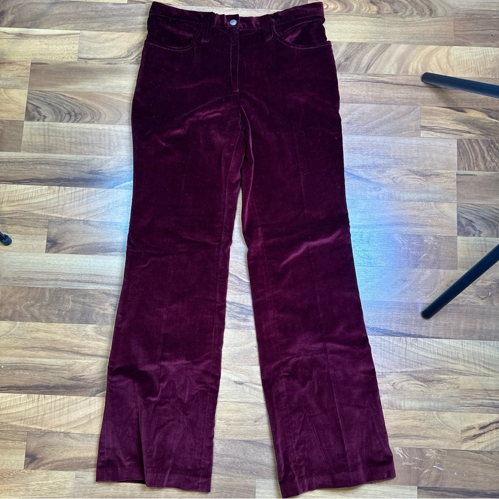 Vintage Sears Jr‎ Bazaar Velvet Pants Dark Red Wide Leg Size 7